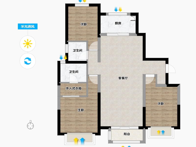 河北省-唐山市-和泓大成府-87.74-户型库-采光通风