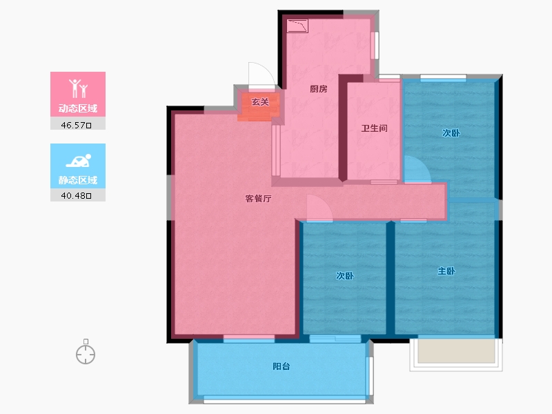 陕西省-渭南市-渭南宝能华府-77.14-户型库-动静分区