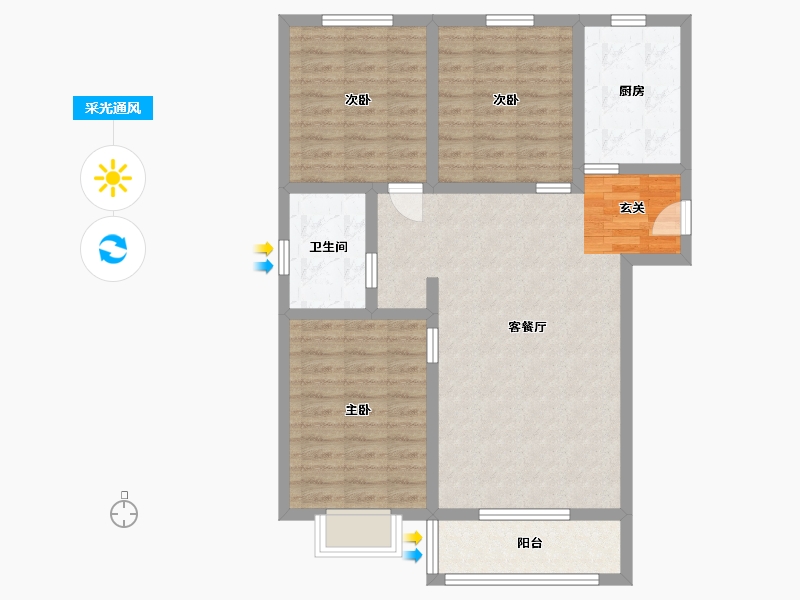 陕西省-榆林市-迎宾佳苑-89.61-户型库-采光通风