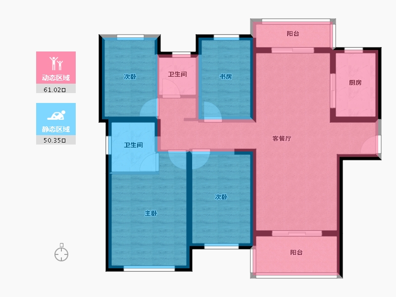 海南省-海口市-雅居乐金沙湾-98.39-户型库-动静分区