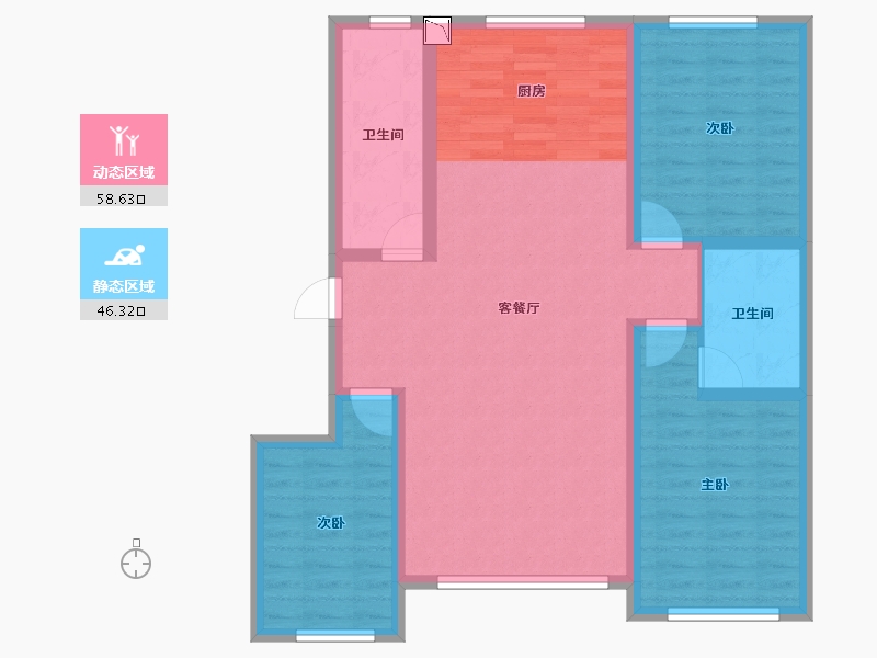 内蒙古自治区-赤峰市-万达佳苑-94.01-户型库-动静分区