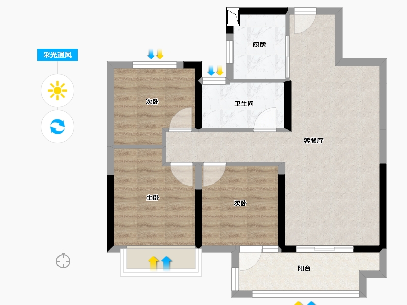 湖北省-随州市-交投金科府-68.42-户型库-采光通风