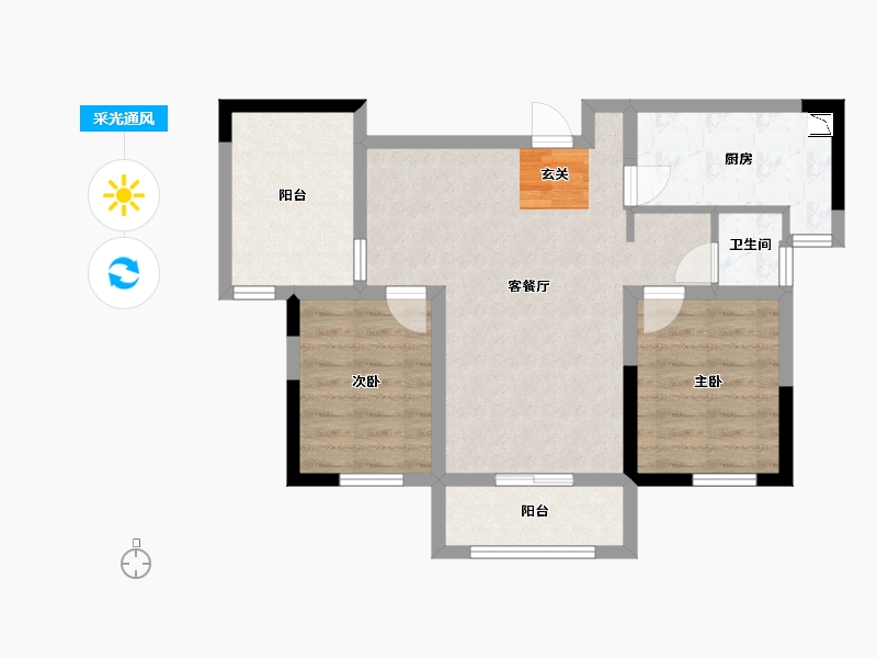 湖南省-长沙市-中冶・天润菁园-68.44-户型库-采光通风