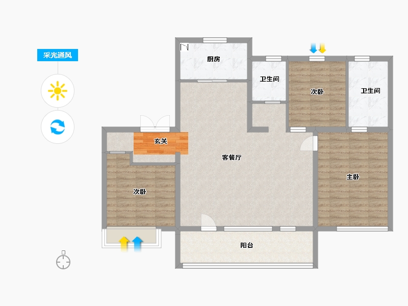 山东省-烟台市-旭辉银盛泰・辉盛岚海-112.00-户型库-采光通风