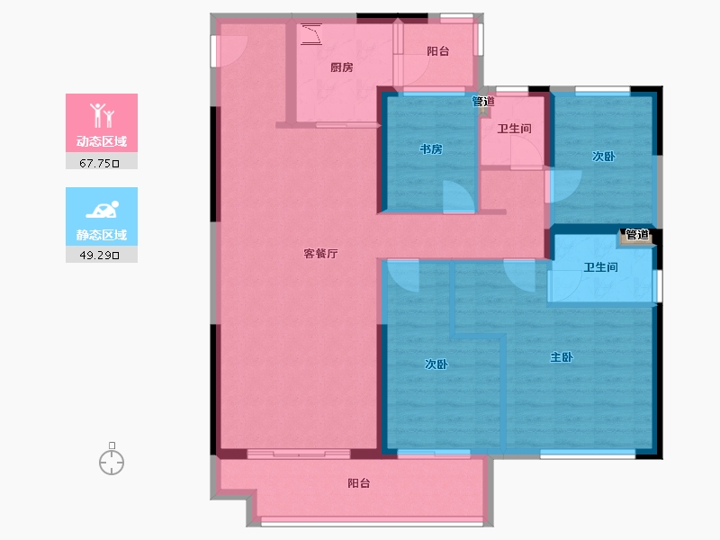 陕西省-汉中市-地建嘉信・臻华府-104.72-户型库-动静分区