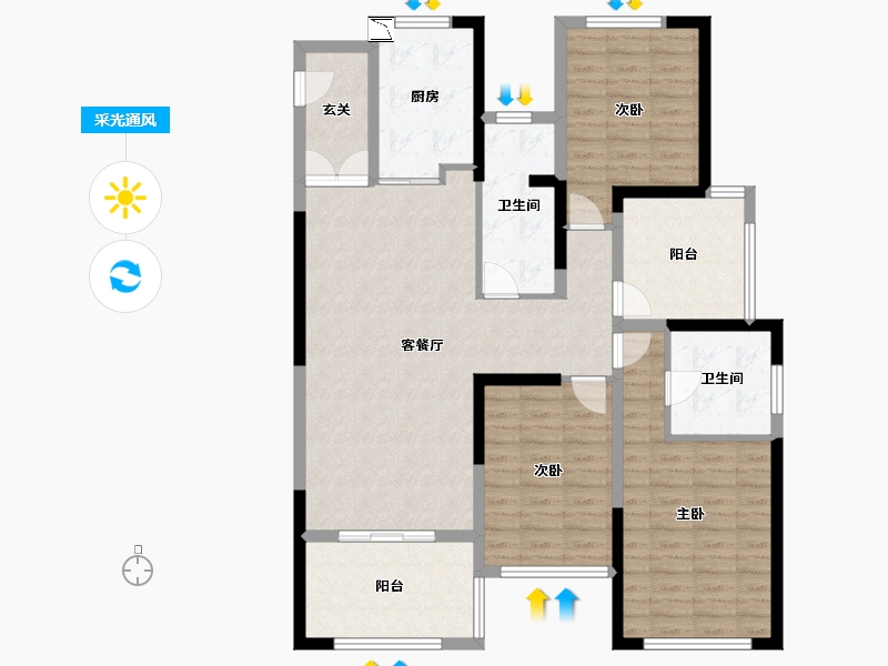 江苏省-常州市-路劲铂隽-115.00-户型库-采光通风