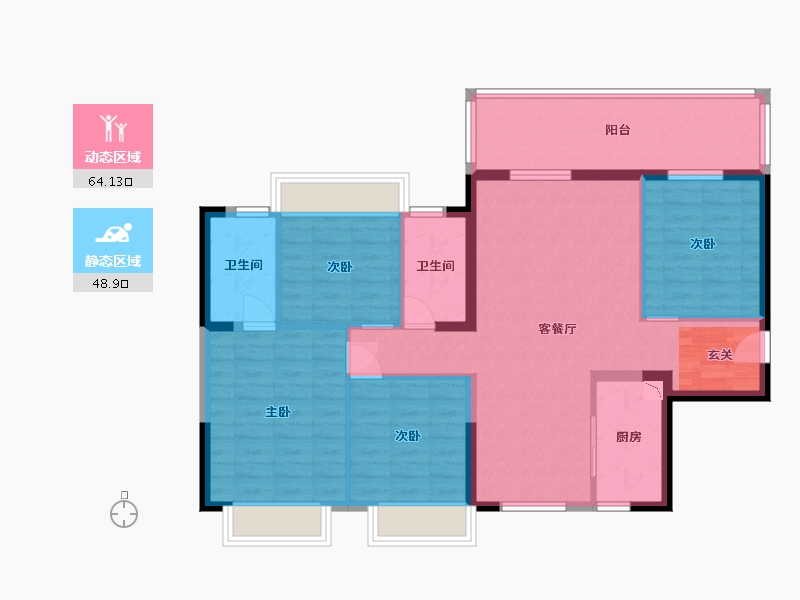 广西壮族自治区-南宁市-五象澜庭府-101.33-户型库-动静分区