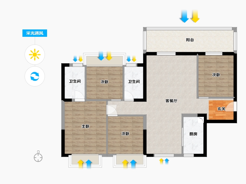 广西壮族自治区-南宁市-五象澜庭府-101.33-户型库-采光通风