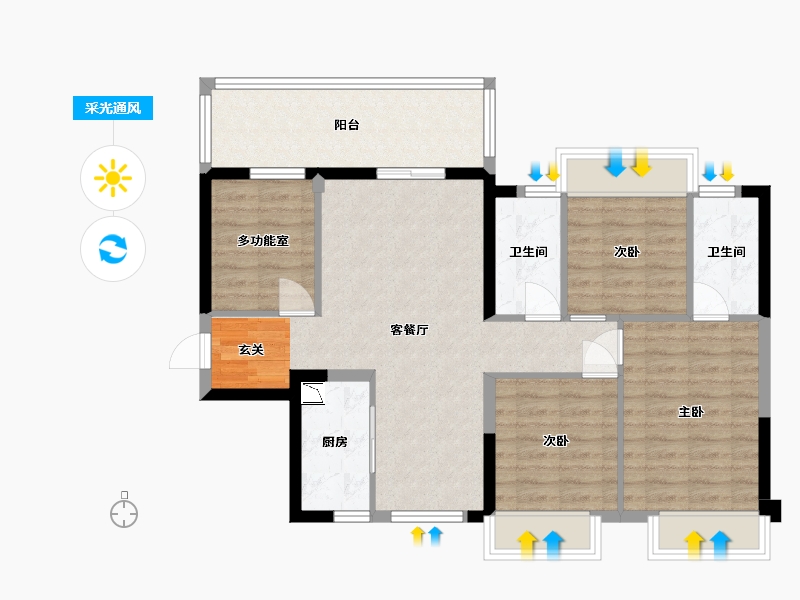 广西壮族自治区-南宁市-五象澜庭府-88.29-户型库-采光通风