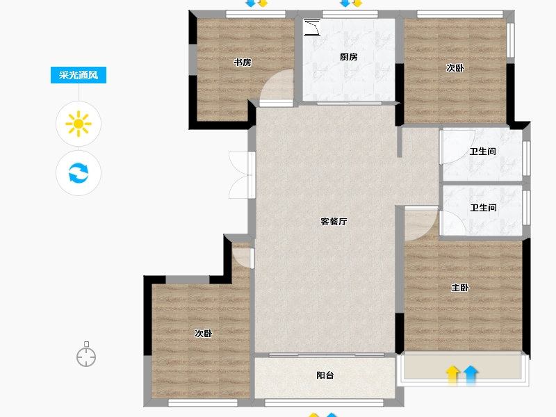 浙江省-温州市-国鸿柏悦府-102.41-户型库-采光通风