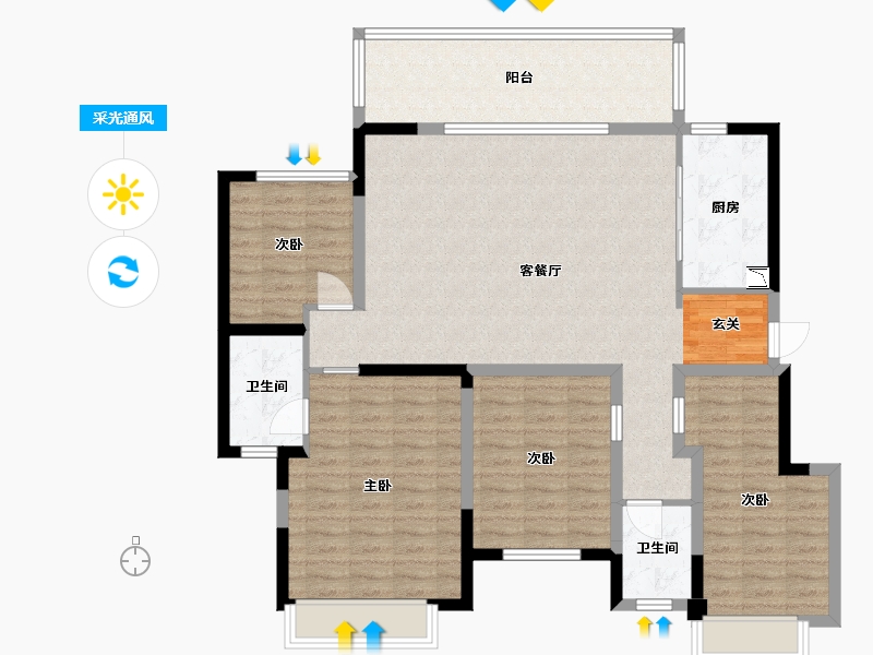 广西壮族自治区-南宁市-中海哈罗学府-123.86-户型库-采光通风