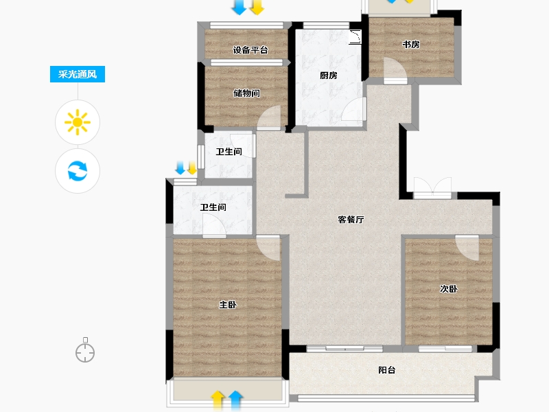 江苏省-苏州市-湖悦天境花园-114.70-户型库-采光通风