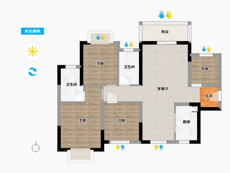 广西壮族自治区-南宁市-中梁国宾熙岸-78.18-户型库-采光通风