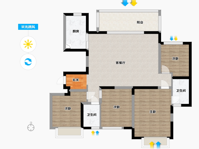 广西壮族自治区-南宁市-中海哈罗学府-114.49-户型库-采光通风