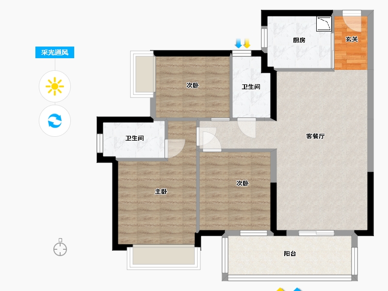 广西壮族自治区-南宁市-龙光天瀛-88.50-户型库-采光通风