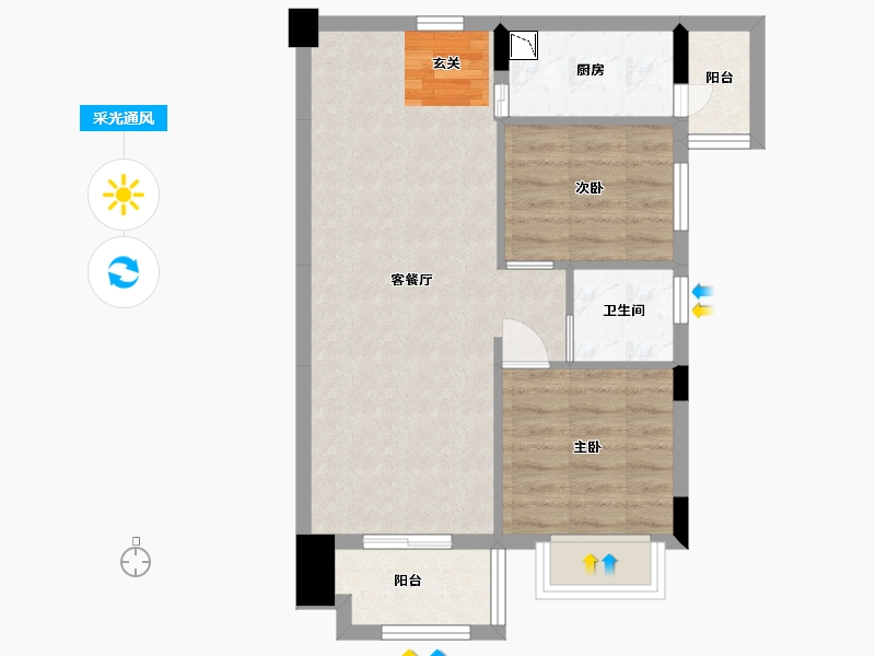 广西壮族自治区-南宁市-鑫邦华府-56.41-户型库-采光通风