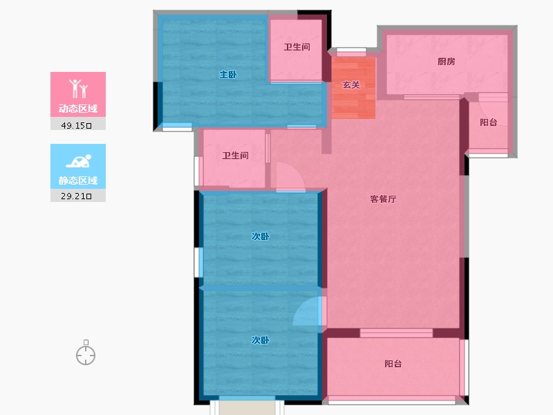 广西壮族自治区-南宁市-银泉一品天誉-69.53-户型库-动静分区