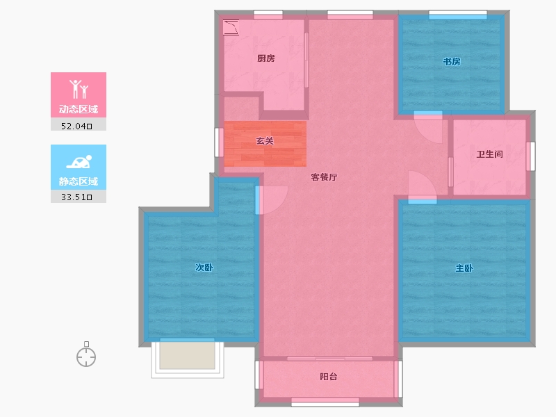 山东省-青岛市-鑫江・桂花园・汀香-76.01-户型库-动静分区