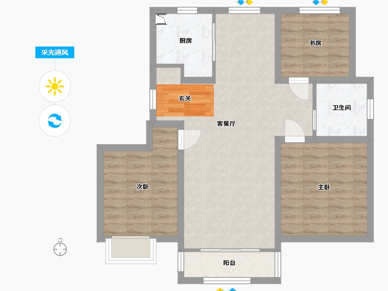 山东省-青岛市-鑫江・桂花园・汀香-76.01-户型库-采光通风