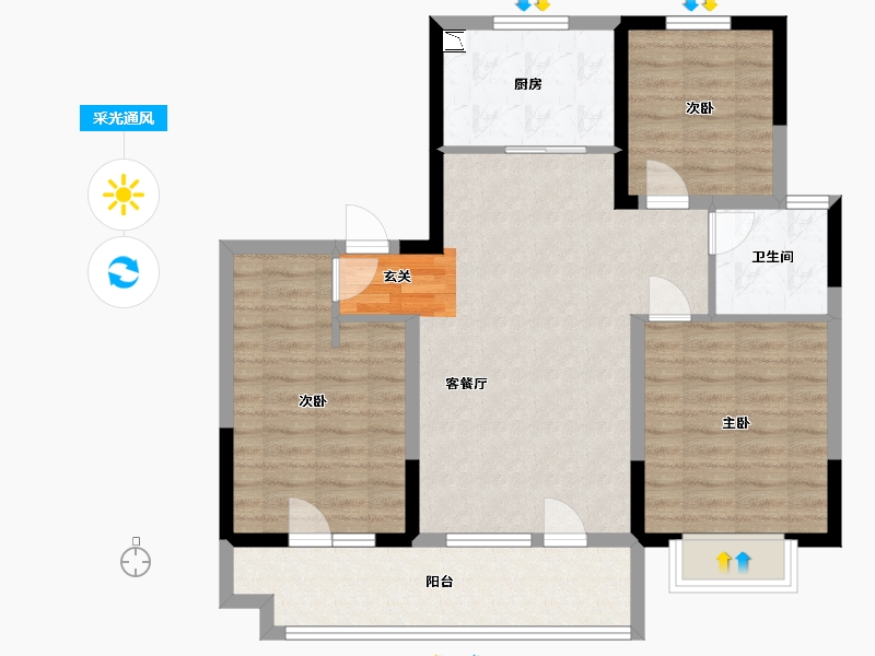 山东省-青岛市-康大・开元府-88.00-户型库-采光通风