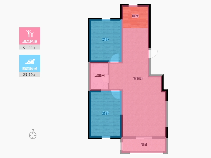 辽宁省-葫芦岛市-金璟家园-71.60-户型库-动静分区