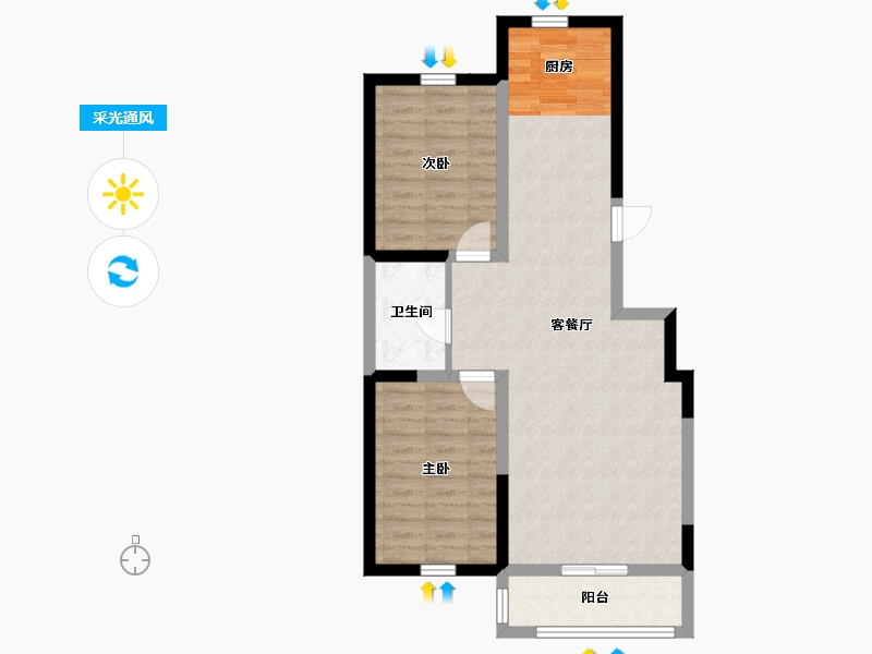 辽宁省-葫芦岛市-金璟家园-71.60-户型库-采光通风