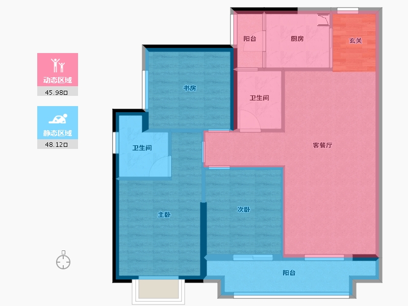 广东省-佛山市-建投绿地・璀璨天城-84.35-户型库-动静分区