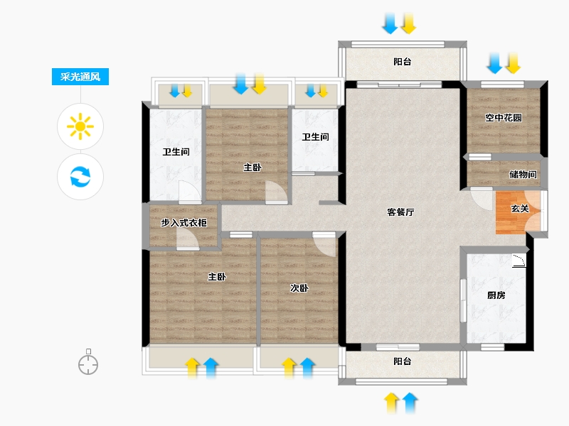 广东省-佛山市-中粮珑湾祥云-116.06-户型库-采光通风