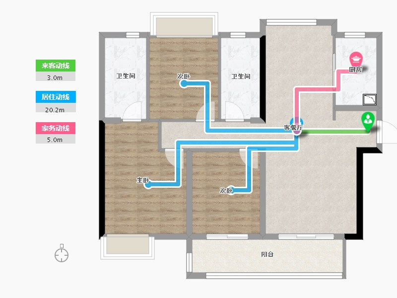 湖南省-长沙市-湘江富力城二期-98.05-户型库-动静线