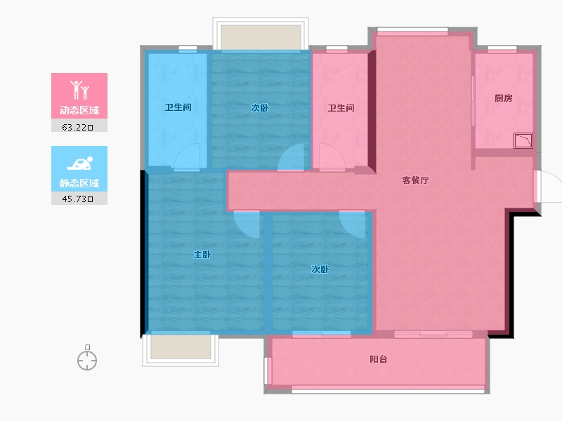 湖南省-长沙市-湘江富力城二期-98.05-户型库-动静分区