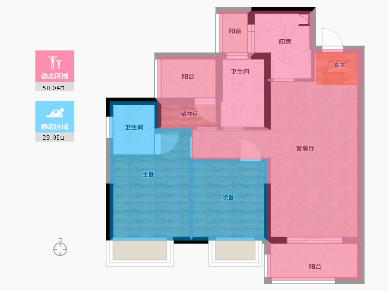 广东省-佛山市-龙悦江山-63.76-户型库-动静分区