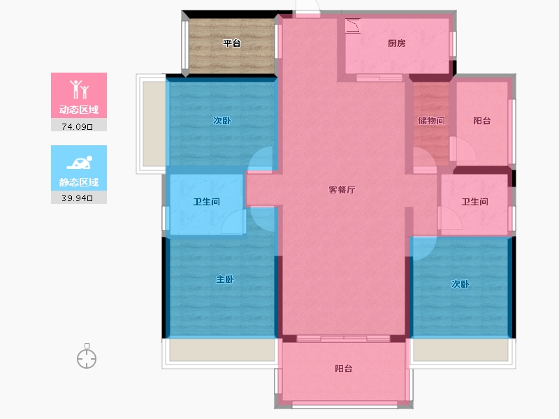 广西壮族自治区-贵港市-鑫炎・桃花源-106.27-户型库-动静分区