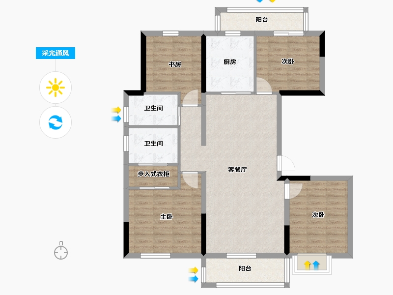 湖南省-长沙市-和泓融成府-103.70-户型库-采光通风