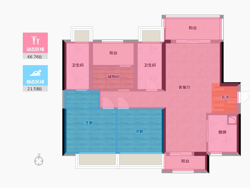 广东省-佛山市-禹洲・朗廷湾-77.60-户型库-动静分区