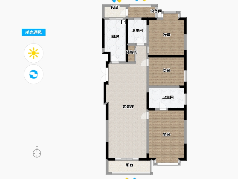 四川省-宜宾市-淮海名邸-128.80-户型库-采光通风