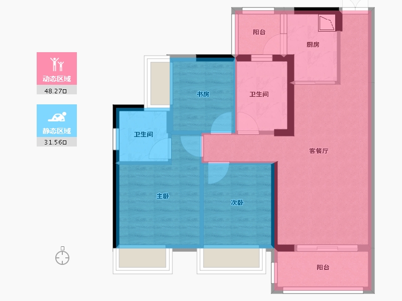 广西壮族自治区-贵港市-奥园顾荣幸福里-70.31-户型库-动静分区