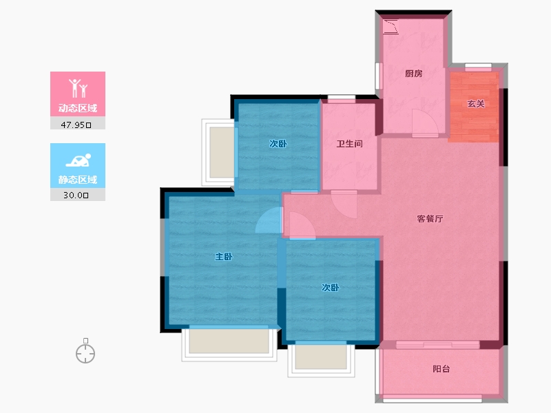 广东省-东莞市-惠州恒大御府-69.60-户型库-动静分区