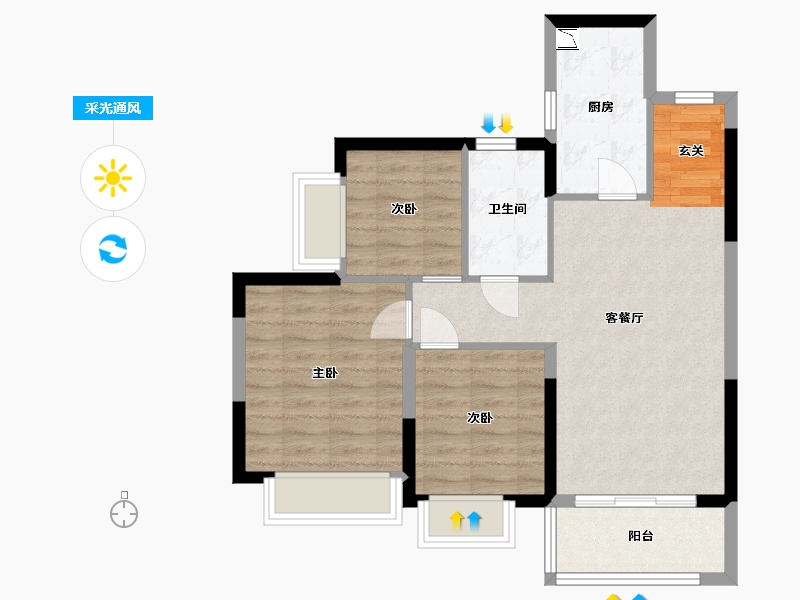 广东省-东莞市-惠州恒大御府-69.60-户型库-采光通风