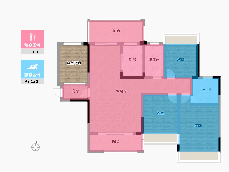 湖南省-湘潭市-天元海棠湾-109.02-户型库-动静分区