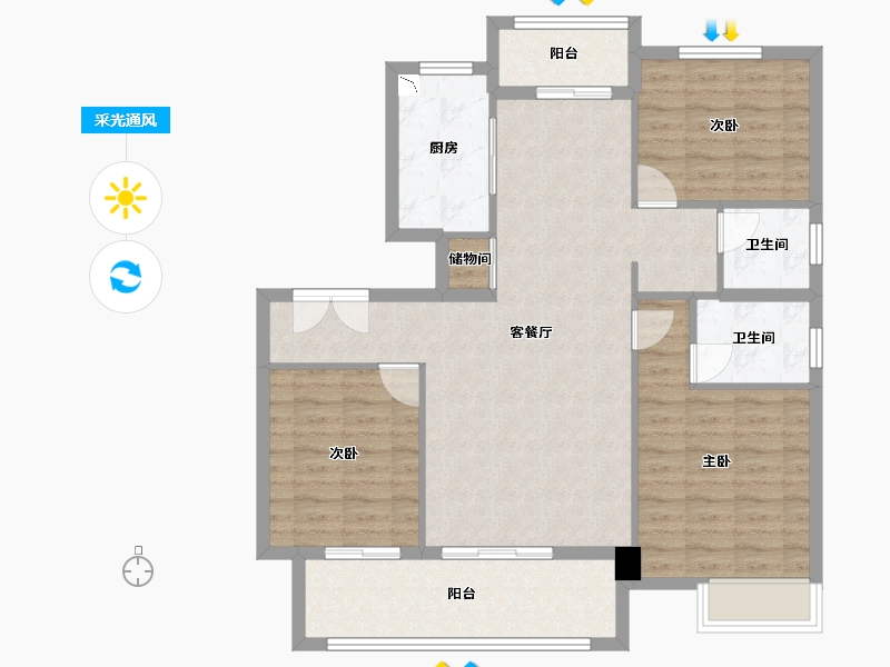 安徽省-滁州市-蓝城明光诚园-99.42-户型库-采光通风