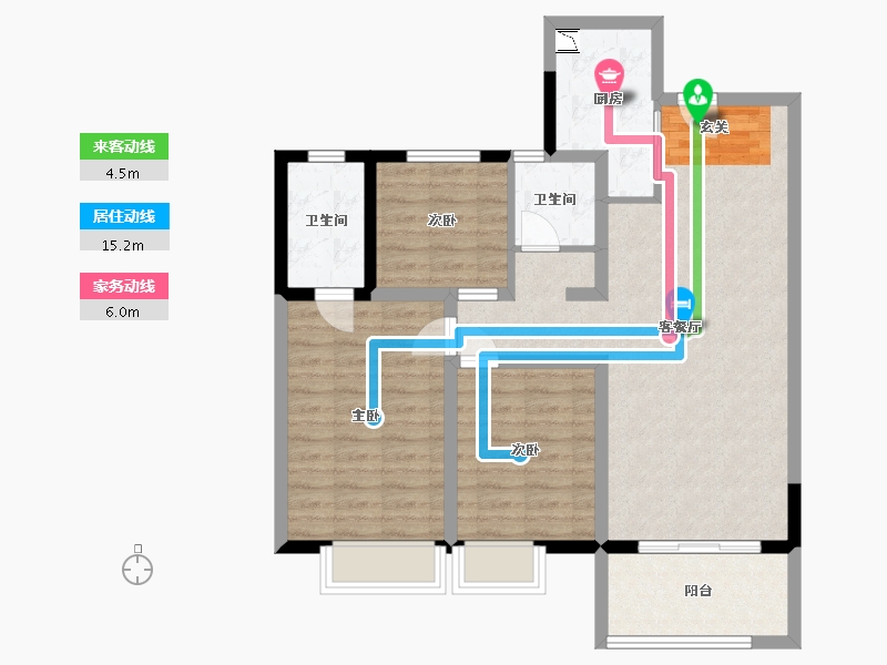 陕西省-西安市-当代惠尔・满堂悦MOMΛ-89.60-户型库-动静线