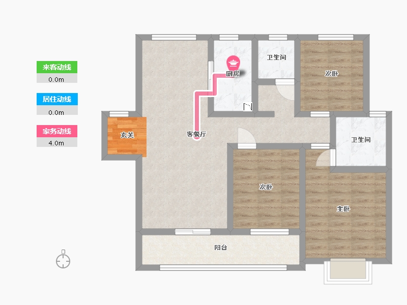 陕西省-西安市-绿地新里・格林公馆-85.64-户型库-动静线