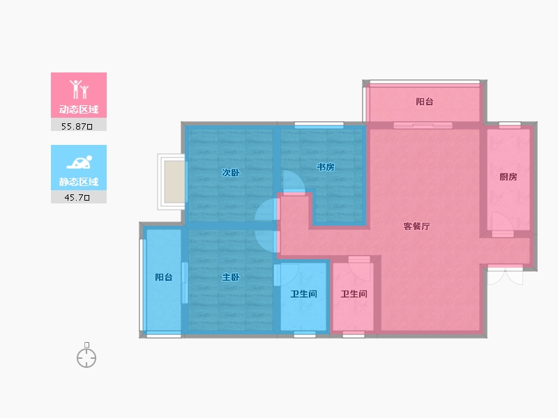 陕西省-西安市-汉城首座-88.93-户型库-动静分区