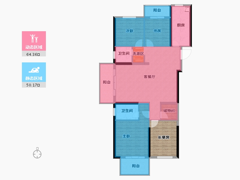 湖南省-长沙市-旭辉・都会山-114.44-户型库-动静分区