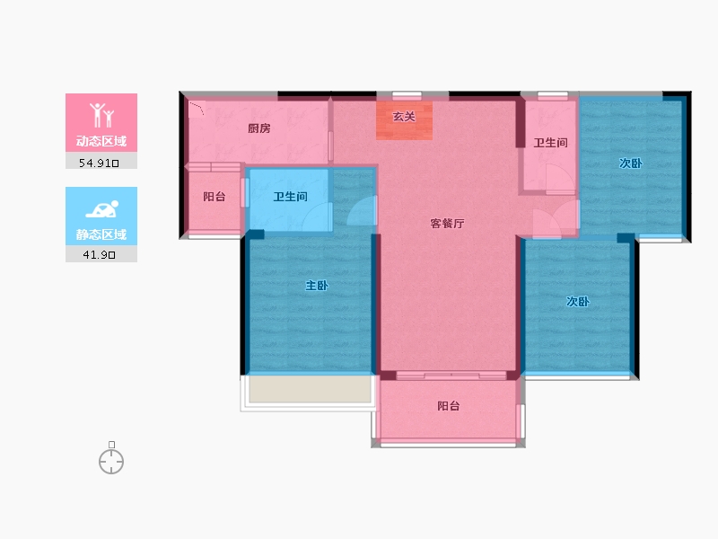 广东省-惠州市-碧桂园御珑府-86.68-户型库-动静分区