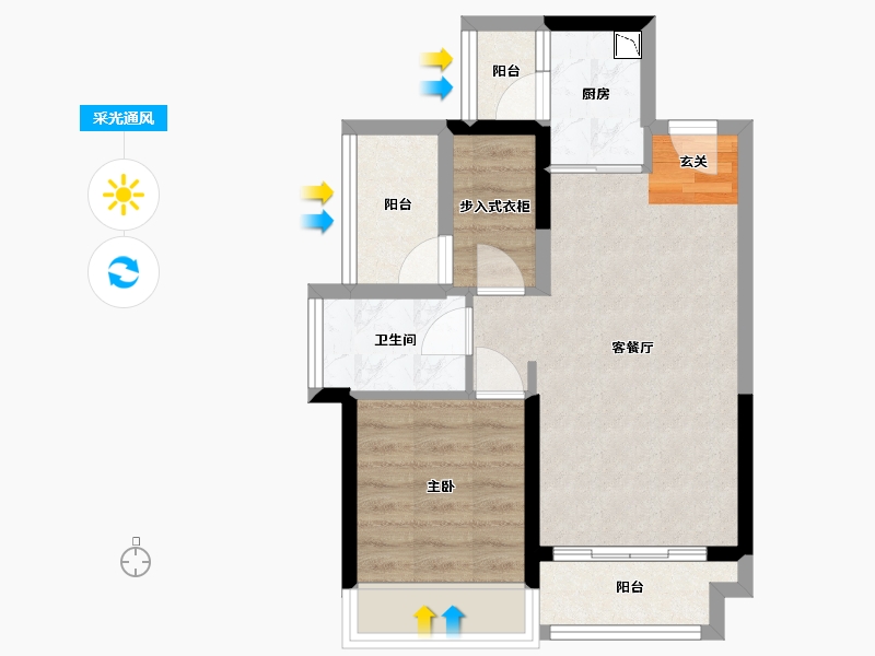 广东省-惠州市-鼎盛悦玺台-50.12-户型库-采光通风