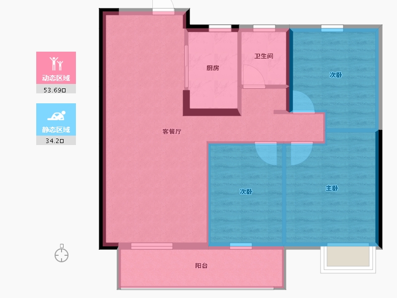 湖南省-长沙市-日盛湖湘花苑-79.44-户型库-动静分区