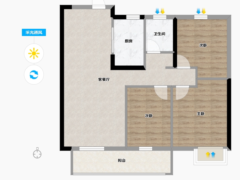 湖南省-长沙市-日盛湖湘花苑-79.44-户型库-采光通风