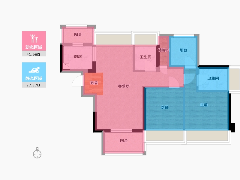 广东省-惠州市-鼎盛悦玺台-60.11-户型库-动静分区