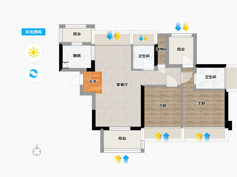 广东省-惠州市-鼎盛悦玺台-60.11-户型库-采光通风